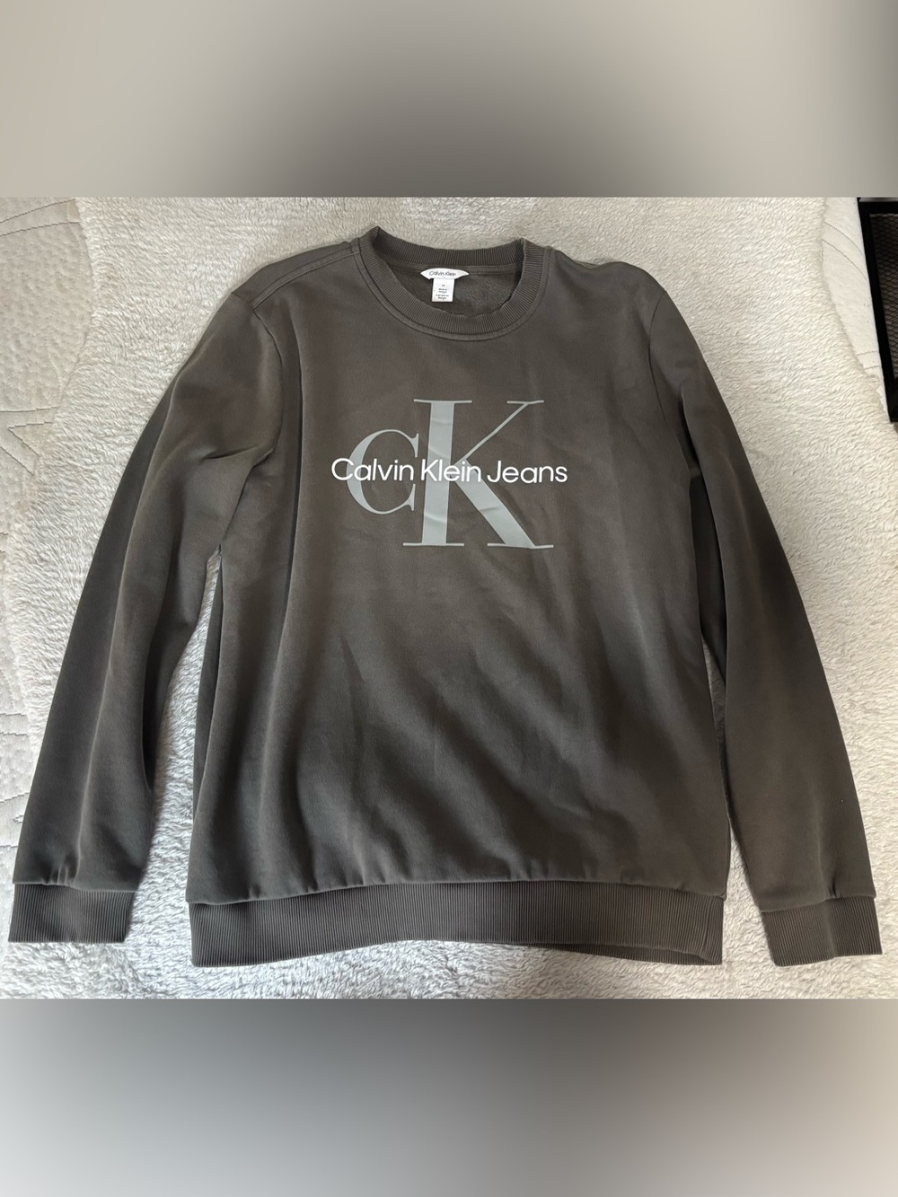 Calvin Klein Dark Gray Logo Crewneck men Sweater medium